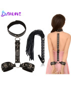 SMLOVE Jouets sexuels érotiques pour Couples femme Sexy BDSM Bondage menottes cou collier fouet pour jouets pour adultes esclave