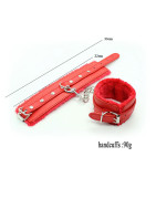 BDSM – jouets sexuels en cuir PU réglables, menottes en peluche, menottes à la cheville, contraintes de Bondage, jouet sexuel fé