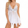 Sous vêtements en dentelle pour femmes, ensemble de Lingerie Sexy avec jarretelles découpées, soutien gorge brodé | AliExpress