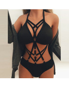 Ensemble de sous vêtements pour femmes, ceintures de jarretelles Sexy, taille à jambe, sangles Cage, soutien gorge, jarretelles,