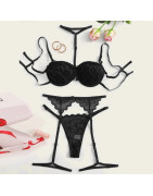 Ensemble de Lingerie Sexy en Dentelle pour Femme, Sous Vêtements de Nuit, Anneau en Acier, Pyjama, Jarretelles, Nouvelle Collect