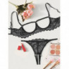 Ensemble de Lingerie Sexy en Dentelle pour Femme, Sous Vêtements de Nuit, Anneau en Acier, Pyjama, Jarretelles, Nouvelle Collect