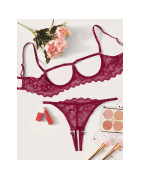 Ensemble de Lingerie Sexy en Dentelle pour Femme, Sous Vêtements de Nuit, Anneau en Acier, Pyjama, Jarretelles, Nouvelle Collect