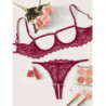 Ensemble de Lingerie Sexy en Dentelle pour Femme, Sous Vêtements de Nuit, Anneau en Acier, Pyjama, Jarretelles, Nouvelle Collect