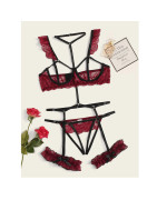 Pyjama jarretelles en dentelle pour femmes, Lingerie Sexy, sous vêtements de nuit, anneau en acier, Lingerie intime, ensemble so