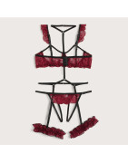 Pyjama jarretelles en dentelle pour femmes, Lingerie Sexy, sous vêtements de nuit, anneau en acier, Lingerie intime, ensemble so