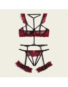 Pyjama jarretelles en dentelle pour femmes, Lingerie Sexy, sous vêtements de nuit, anneau en acier, Lingerie intime, ensemble so