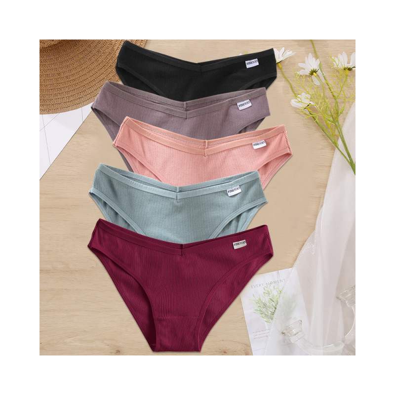 Lot de 5 culottes en coton pour femmes, sous vêtements féminins, couleur unie, Lingerie Sexy, slips intimes | AliExpress