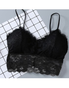Soutien gorge en dentelle pour femmes, sans manches, solide, Bralette non rembourrée, Bustier, fermeture éclair au dos, débardeu