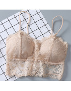 Soutien gorge en dentelle pour femmes, sans manches, solide, Bralette non rembourrée, Bustier, fermeture éclair au dos, débardeu