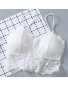 Soutien gorge en dentelle pour femmes, sans manches, solide, Bralette non rembourrée, Bustier, fermeture éclair au dos, débardeu