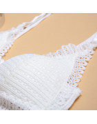 DERUILADY Soutien gorge en dentelle sans armature pour femmes, sous vêtement sexy avec fermeture à l&#39;avant, lingerie confort