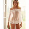 Nuisette transparente en résille pour femmes, Lingerie Sexy, nuisette érotique, vêtements de nuit, chemise de nuit blanche | Ali