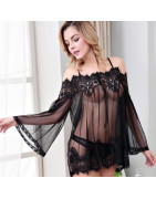 Nuisette transparente en résille pour femmes, Lingerie Sexy, nuisette érotique, vêtements de nuit, chemise de nuit blanche | Ali