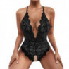 Body en dentelle pour femmes, Lingerie Sexy, vêtements de nuit en maille, dentelle florale transparente, sous vêtements, Costume