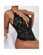 Body en dentelle pour femmes, Lingerie Sexy, vêtements de nuit en maille, dentelle florale transparente, sous vêtements, Costume