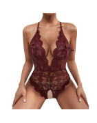 Body en dentelle pour femmes, Lingerie Sexy, vêtements de nuit en maille, dentelle florale transparente, sous vêtements, Costume