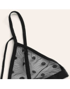 Ensemble De Lingerie en dentelle transparente pour femmes, grande taille, Sexy, soutien gorge + string, sous vêtements noirs, vê