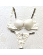 Sexy strass confortable Lingerie Femme ensemble Push Up soutien gorge Victoria&#39;s Secret femmes Lingerie ensemble 2 pièces ma