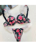 Sexy strass confortable Lingerie Femme ensemble Push Up soutien gorge Victoria&#39;s Secret femmes Lingerie ensemble 2 pièces ma