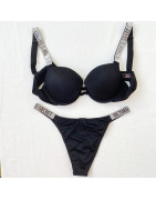 Sexy strass confortable Lingerie Femme ensemble Push Up soutien gorge Victoria&#39;s Secret femmes Lingerie ensemble 2 pièces ma