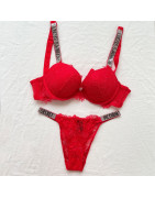 VICTORIA&#39;S SECRET – ensemble soutien gorge et culotte en dentelle, sous vêtements Sexy pour femmes, Lingerie tanga, Push Up,