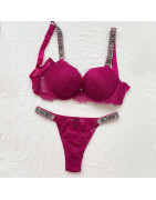 VICTORIA&#39;S SECRET – ensemble soutien gorge et culotte en dentelle, sous vêtements Sexy pour femmes, Lingerie tanga, Push Up,