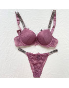 VICTORIA&#39;S SECRET – ensemble soutien gorge et culotte en dentelle, sous vêtements Sexy pour femmes, Lingerie tanga, Push Up,