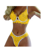 Sous vêtements en dentelle pour femmes, soutien gorge sans fil avec nœud papillon, string, Lingerie Sexy pour femmes | AliExpres