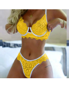 Sous vêtements en dentelle pour femmes, soutien gorge sans fil avec nœud papillon, string, Lingerie Sexy pour femmes | AliExpres